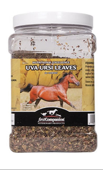 Jar of horse feed with a label on a white background