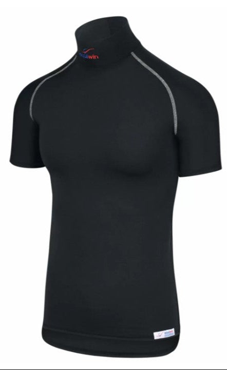 Mock Turtle Neck Shirt-Short Sleeve Lycra: Large